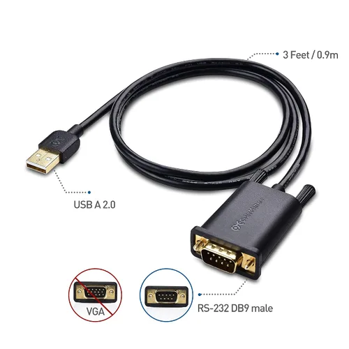 Vista 2 de Cable Matters Cable adaptador USB a serie macho a macho - 3 pies, RS232 a USB2.0, cable USB a DB9, compatible con Windows 11/10/8/7/Vista/XP, macOS