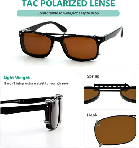 Vista 4 de Eyekepper Marco De Metal Borde Lente Polarizada Clip En Gafas De Sol 54X37MM (Marrón)