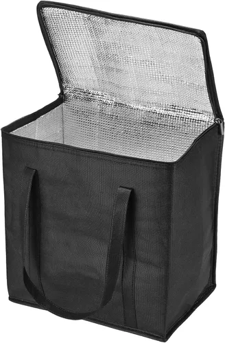 Vista 3 de PATIKIL Bolsa de comestibles reutilizable aislada, bolsa térmica aislada para entrega de alimentos con cremallera plegable para transporte frío