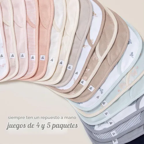 Vista 8 de Burt's Bees Baby Baberos unisex para bebé, trapos de baba de hombro de solapa, 100% algodón orgánico con baberos absorbentes de toalla de rizo A