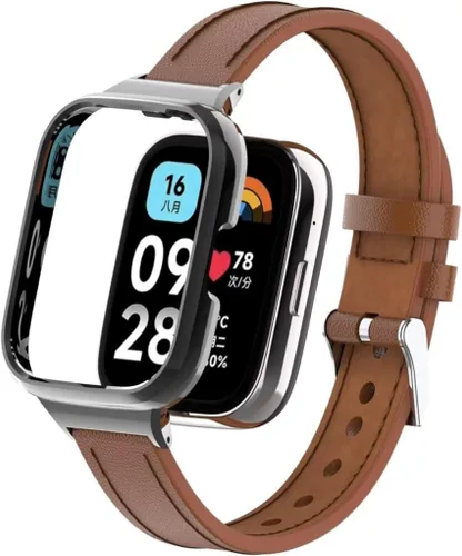 Vista 9 de Compatible con Xiaomi Redmi Watch 3 Active Bands, correa de repuesto de cuero para pulsera con marco de metal para Redmi Watch 3 Active