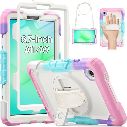 Vista 24 de HXCASEAC Funda para Samsung Galaxy Tab A9 de 8,7 pulgadas, protectora con protector de pantalla/correa de mano/soporte para bolígrafo, resistente a