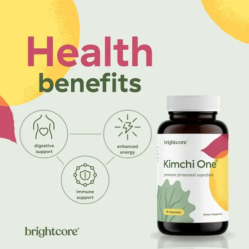 Vista 2 de Brightcore Nutrition - Kimchi One, Cápsulas de Polvo de Kimchi, Suplemento de Probióticos, Enzimas y Antioxidantes, Superalimento Premium