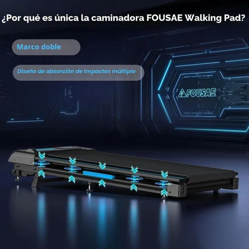Vista 2 de Walking Pad, FOUSAE 6.2MPH Under Desk Walking Pad with 10% Incline, Treadmills for Home with Double Frame, 2.75HP Brushless Drive Treadmill, 12 HIIT