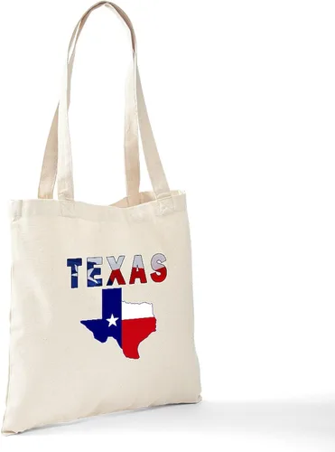 Vista 6 de CafePress Mapa de la bandera con la bolsa de asas de Texas Bolso de asas de la lona natural, bolso