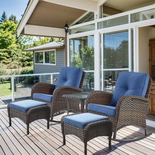 Vista 8 de HUMMUH Juego de 2 sillas de mimbre para exteriores, sillas de comedor con respaldo alto y asiento profundo para jardín, porche, patio trasero