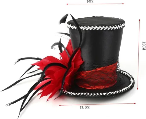 Vista 7 de Mini sombrero de copa diadema, tocado, accesorios de disfraz, baile de máscaras, intereses personales, sombrero de bricolaje