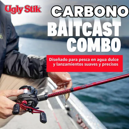 Vista 2 de Combo de carrete de cebo de bajo perfil y caña de pescar Ugly Stik Carbon