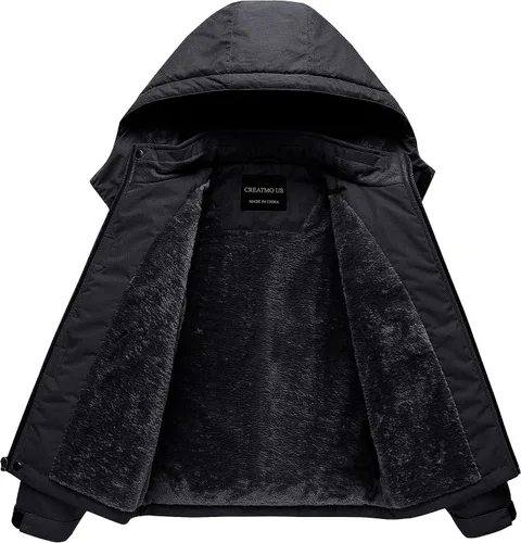 Vista 3 de CREATMO US Chaqueta de esquí impermeable para niño, abrigo de nieve cálido para invierno, resistente al viento, chaqueta de lluvia para snowboard