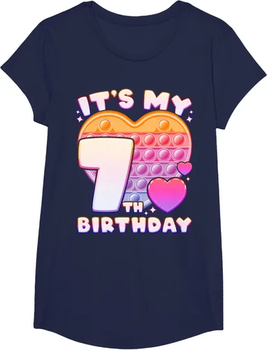 Vista 63 de Pop-it Birthday Girl 7 años de edad, Push it Pop Fidget Bubble Camiseta, Negro