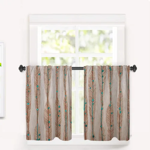 Vista 81 de Maritime Ocean Blackout Tier Curtains, Anchors Nautical Art Half Window Drapes for Kitchen with Rod Pocket,Room Darkening 2 Pack 26X24 Inches