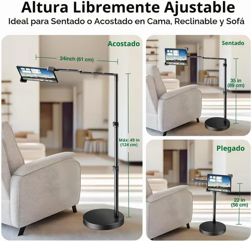 Vista 4 de elitehood Soporte de piso para iPad de diseño diagonal para cama con base
