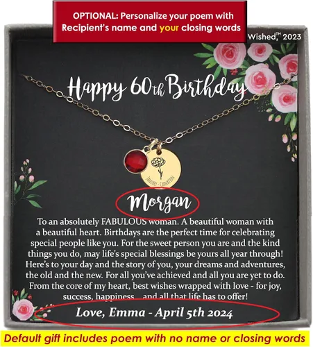 Vista 4 de Be Wished Regalos personalizados de 60 cumpleaños para mujeres