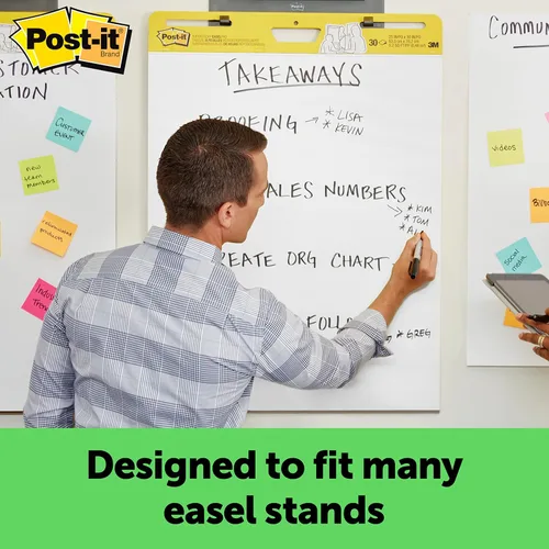 Vista 2 de Rotafolios Post-it, 25 x 30 pulgadas, blanco reciclado, rotafolios con 30 hojas, Blanco