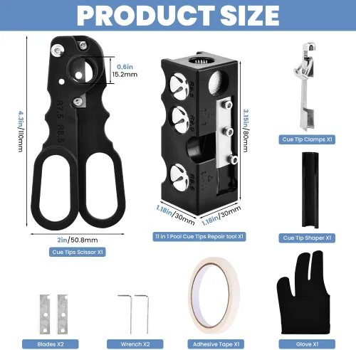 Vista 2 de Kit de herramientas moldeador de puntas de taco de billar, multifunción, raspador de punta de taco para dar forma y bruñido, accesorios de taco