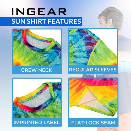Vista 3 de INGEAR Mens UPF 50+ Long Sleeve Sun Shirt Quick-Dry UV Protection Rash Guard for Fishing, Hiking Swimming & Outdoor Sports
