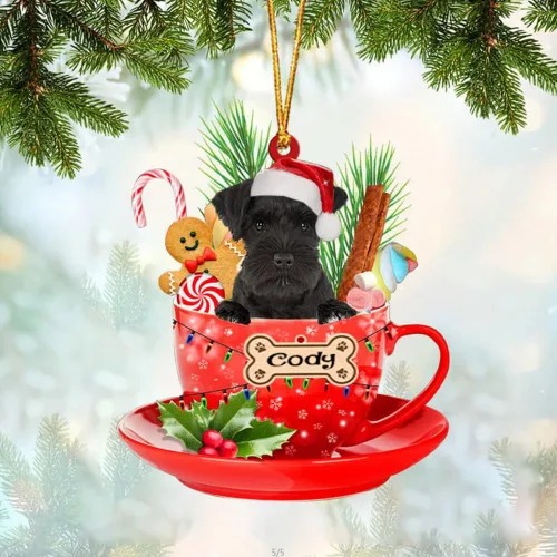 Vista 22 de NAZENTI Adorno personalizado de Alaskan Malamute en taza roja, adorno de Navidad personalizado para perros amantes de las mascotas, colgante
