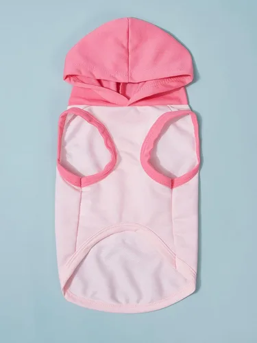 Vista 5 de QWINEE Camiseta sin mangas con capucha para perro con estampado de letras, chaleco sin mangas con capucha para gatos, cachorros, ropa elástica