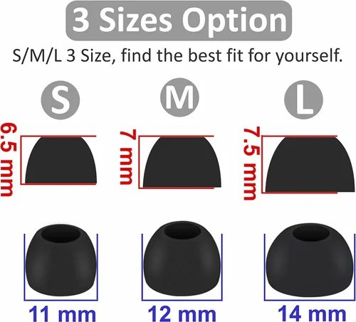 Vista 3 de Puntas de auriculares de repuesto de silicona para JBL Tune 230NC TWS/Tune 125TWS /Tune 130NC TWS/Vibe 200TWS / Free X, se ajustan en el estuche