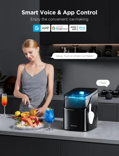 Vista 2 de GoveeLife - Máquina inteligente para hacer hielo de encimera, máquina portátil para hacer hielo con control de voz, 9 cubos de hielo en 6 minutos, 3