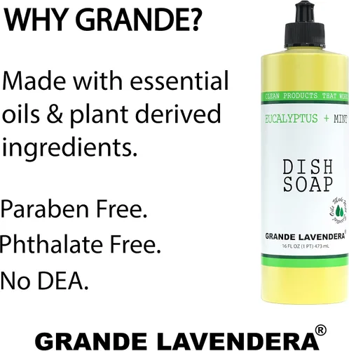 Vista 5 de Ultra - Jabón líquido para lavavajillas, aroma original, 16 onzas líquidas (Eucalyptus + Mint)