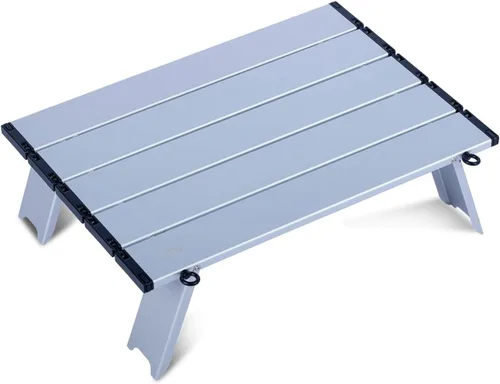 Vista 15 de iClimb - Mesa plegable ultraligera y compacta de mini playa y picnic de aluminio con bolsa de transporte, dos tamaños (negro - S)