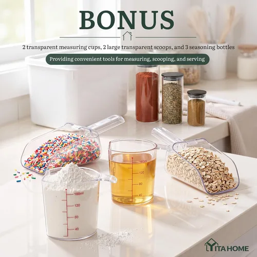 Vista 7 de YITAHOME Contenedor de almacenamiento de alimentos de 4 piezas y Transparente