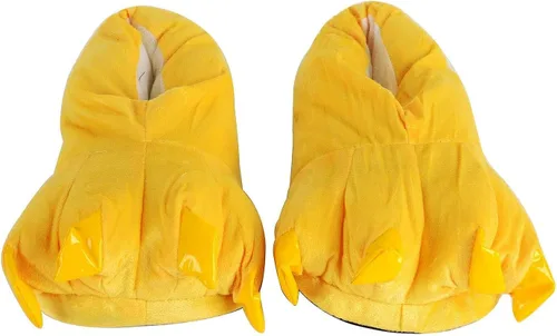 Vista 3 de Pantuflas de felpa con forma de garra de animal unisex de moda., S (Niño(a) talla 28-34), Amarillo