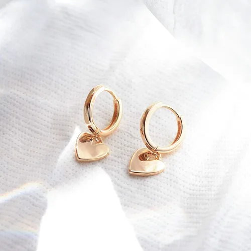 Vista 5 de VACRONA - Aretes tipo arracadas para mujer, chapados en oro de 14 quilates, diseño de aro de arracada