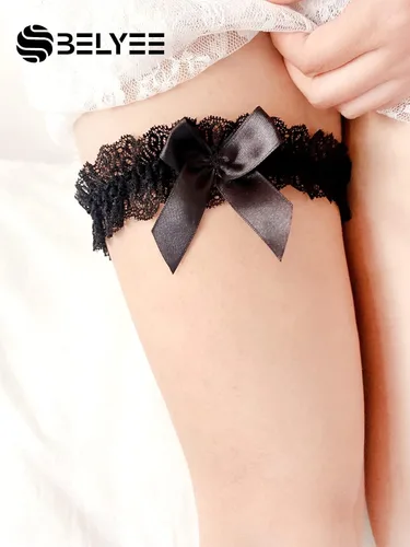 Vista 2 de Ligueras de encaje sexy para novia elásticas para baile de graduación con lazo