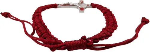 Vista 6 de San Benito pulsera Crucifijo rojo macramé estilo accesorio 7 12 pulgadas