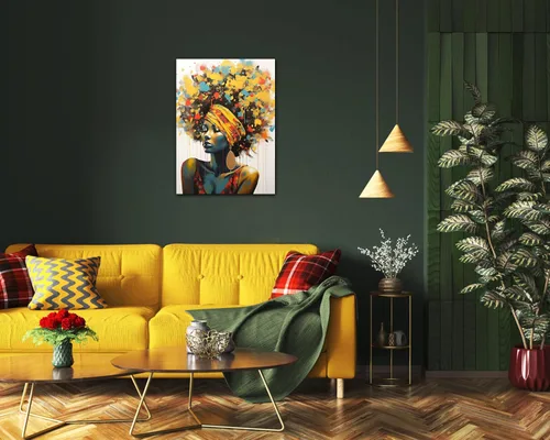 Vista 257 de Arte de pared afroamericano, decoración de rey y reina bailarín negro para sala de estar, arte de pareja de amor negro para dormitorio, lienzo