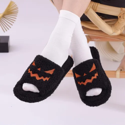 Vista 6 de shevalues Pantuflas de tela de rizo con punta abierta para mujer, pantuflas de espuma viscoelástica