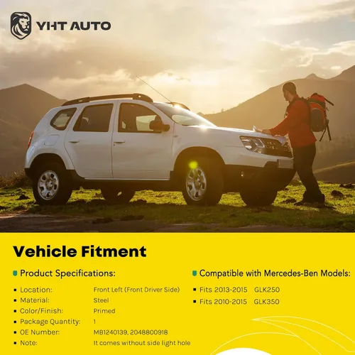 Vista 2 de YHTAUTO Guardabarros delantero izquierdo del lado del conductor de acero imprimado para Mercedes-Ben GLK250 2013-2015, GLK350 2010-2015