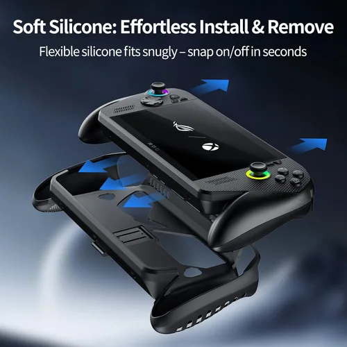 Vista 7 de Funda protectora con función atril para Rog Ally X/Rog Ally 2025 - Funda de TPU a prueba de golpes con soporte, antideslizante y anticolisión