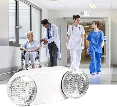 Vista 5 de OSTEK Accesorios de iluminación LED de salida de emergencia con dos cabezales, luz de emergencia LED integrada ajustable estándar de EE. UU.
