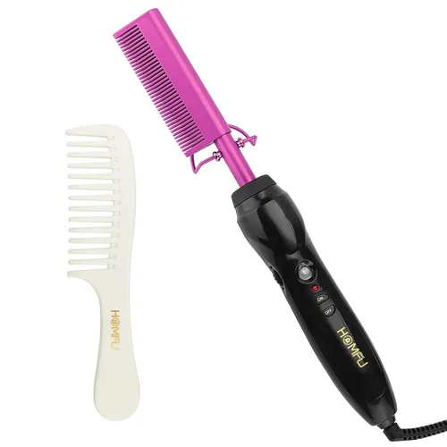 Vista 10 de Peine Eléctrico Caliente Alisador de Cabello Peine de Prensado con Calor Rizador Plancha Plana Cepillo Alisador de Cabello para Negro Natural, Peine