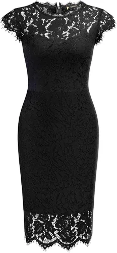 Vista 5 de Miusol - Vestido para mujer retro de encaje floral, ajustado, vestido de noche, para cóctel, minivestido