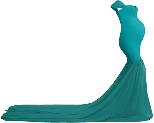 Vista 3 de Vestido de maternidad para mujer para fotografía, sirena con hombros descubiertos, ajustado, vestido de gasa, holgado, para baby shower, maxi