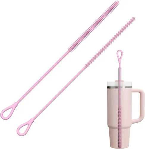 Vista 10 de YOTIME Cepillo Limpiador de Pajitas de Silicona, 2 Piezas Cepillo Reutilizable para Pajitas Extra Largo para Limpiar Vaso con Mango y Pajitas