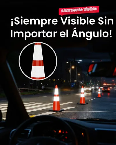 Vista 2 de BATTIFE Conos de tráfico de 28 pulgadas con base ponderada negra, conos de seguridad de PVC naranja para control de tráfico, eventos