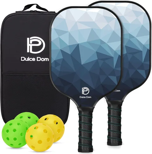 Vista 21 de Dulce DOM Juego de 2/4 palas de pickleball aprobadas por USAPA, 4 bolas de pickleball para interiores y exteriores, raqueta de superficie de fibra