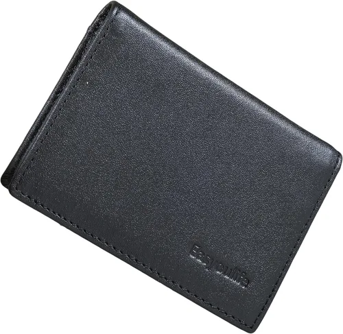 Vista 5 de Billetera delgada de cuero auténtico con bolsillo frontal, espacio para identificación y tarjetero con tecnología RFID