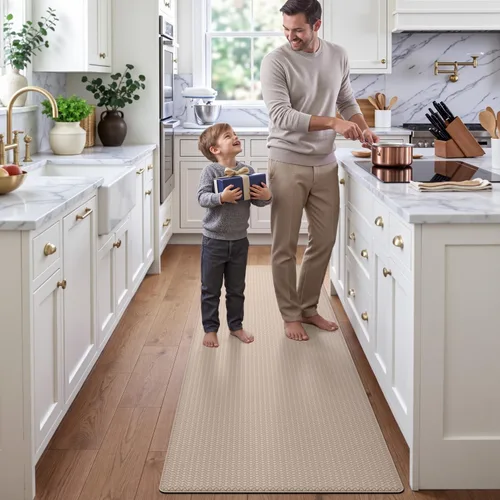 Vista 2 de DEXI Alfombrillas de cocina acolchadas antifatiga, 23 x 59 pulgadas beige (2-Beige)