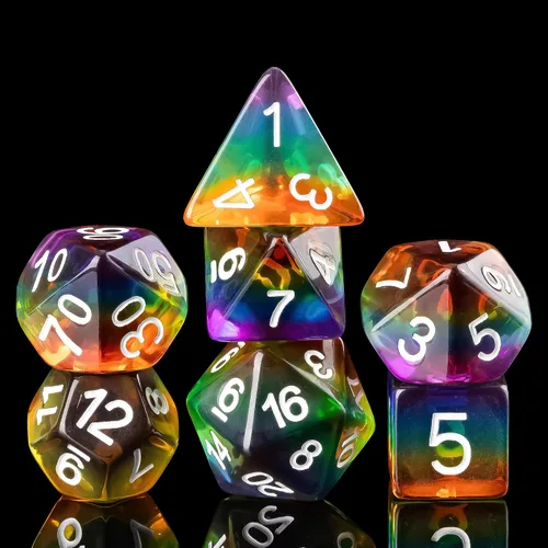Vista 21 de Cusdie 8 dados DND, juego de dados poliédricos rellenos de animales, juego de dados de animales para juegos de rol, dados D&D