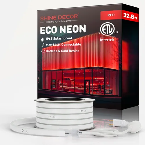 Vista 36 de Shine Decor Tira de luces LED AC 120V, cuerda de neón eco de 120 LED/m sin puntos, conectable y cortable, IP65 impermeable y resistente al clima