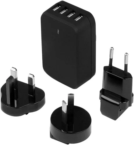 Vista 4 de StarTech.com Cargador de pared USB de viaje de 4 puertos - Adaptador de viaje internacional de 34 W/6.8 A - Estación de carga USB portátil