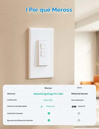 Vista 7 de meross Interruptor de atenuación inteligente de un solo polo compatible con Apple HomeKit, Alexa Google Assistant y SmartThings, interruptor de luz