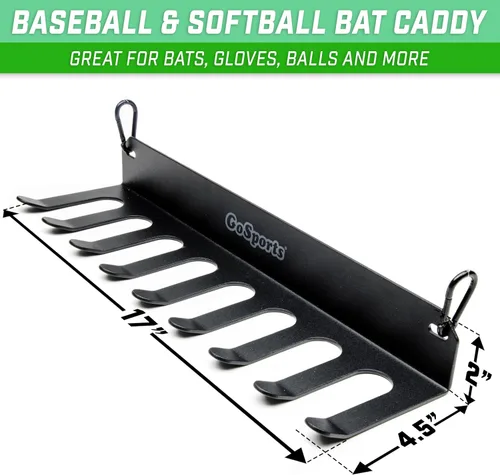 Vista 2 de GoSports Bastidores para bates de béisbol y sóftbol, negro o rojo, capacidad para 16 murciélagos, montaje en pared o clip en valla de dugout
