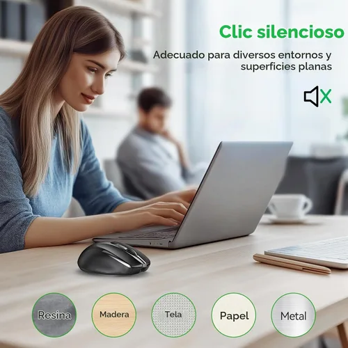 Vista 6 de TechRise Ratón Bluetooth (BT5.0/3.0 y 2.4G) Ratón inalámbrico recargable, seguimiento óptico de 4800 DPI, 6 DPI ajustables, 2.4GHz con receptor USB